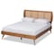 Baxton Studio Asami Mid-Century Modern Walnut Brown Finished Wood and Synthetic Rattan Full Size Platform Bed 183-11116-9407-Zoro - alternate 1